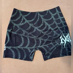 Hesh Everson Seamless "Sierra" Shorts in Black/Green Symbiote Web
